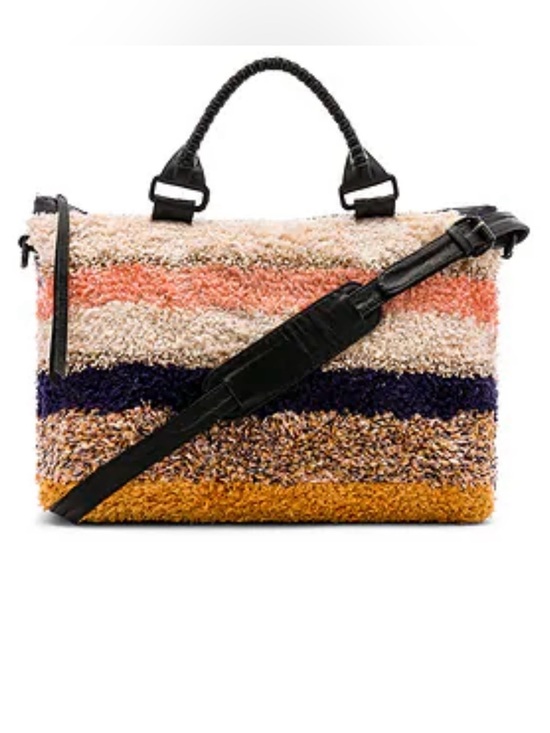 Cleobella Handbags - Cleobella Colinas stripe shaggy sparkle furry large Revolve Weekend Bag